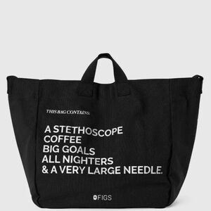 Figs Nurse Scrubs Black Duffel Canvas Tote NWT
